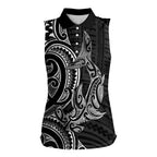 New Zealand Hammerhead Shark Women Sleeveless Polo Shirt Maori Haehae Mangopare Black - Aussie Hoodie