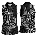 New Zealand Hammerhead Shark Women Sleeveless Polo Shirt Maori Haehae Mangopare Black - Aussie Hoodie