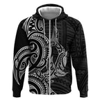 New Zealand Hammerhead Shark Zip Hoodie Maori Haehae Mangopare Black - Aussie Hoodie