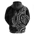 New Zealand Hammerhead Shark Zip Hoodie Maori Haehae Mangopare Black - Aussie Hoodie