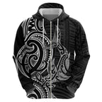 New Zealand Hammerhead Shark Zip Hoodie Maori Haehae Mangopare Black - Aussie Hoodie