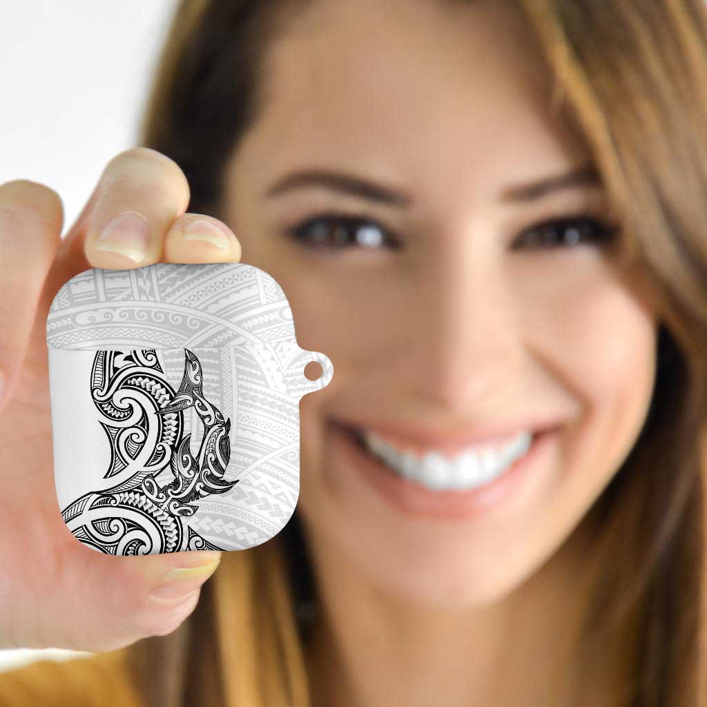 New Zealand Hammerhead Shark AirPods Case Maori Haehae Mangopare White - Aussie Hoodie