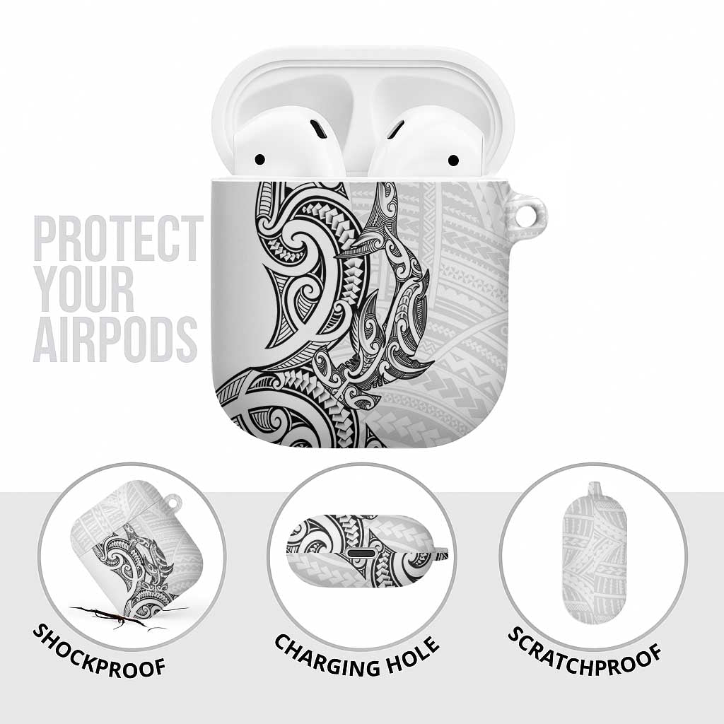 New Zealand Hammerhead Shark AirPods Case Maori Haehae Mangopare White - Aussie Hoodie