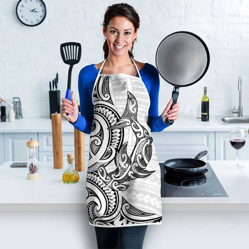 New Zealand Hammerhead Shark Apron Maori Haehae Mangopare White - Aussie Hoodie