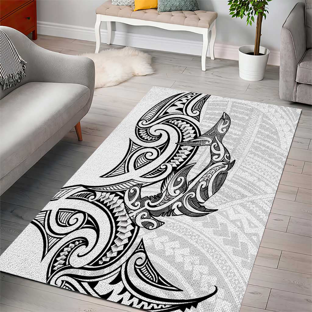 New Zealand Hammerhead Shark Area Rug Maori Haehae Mangopare White - Aussie Hoodie