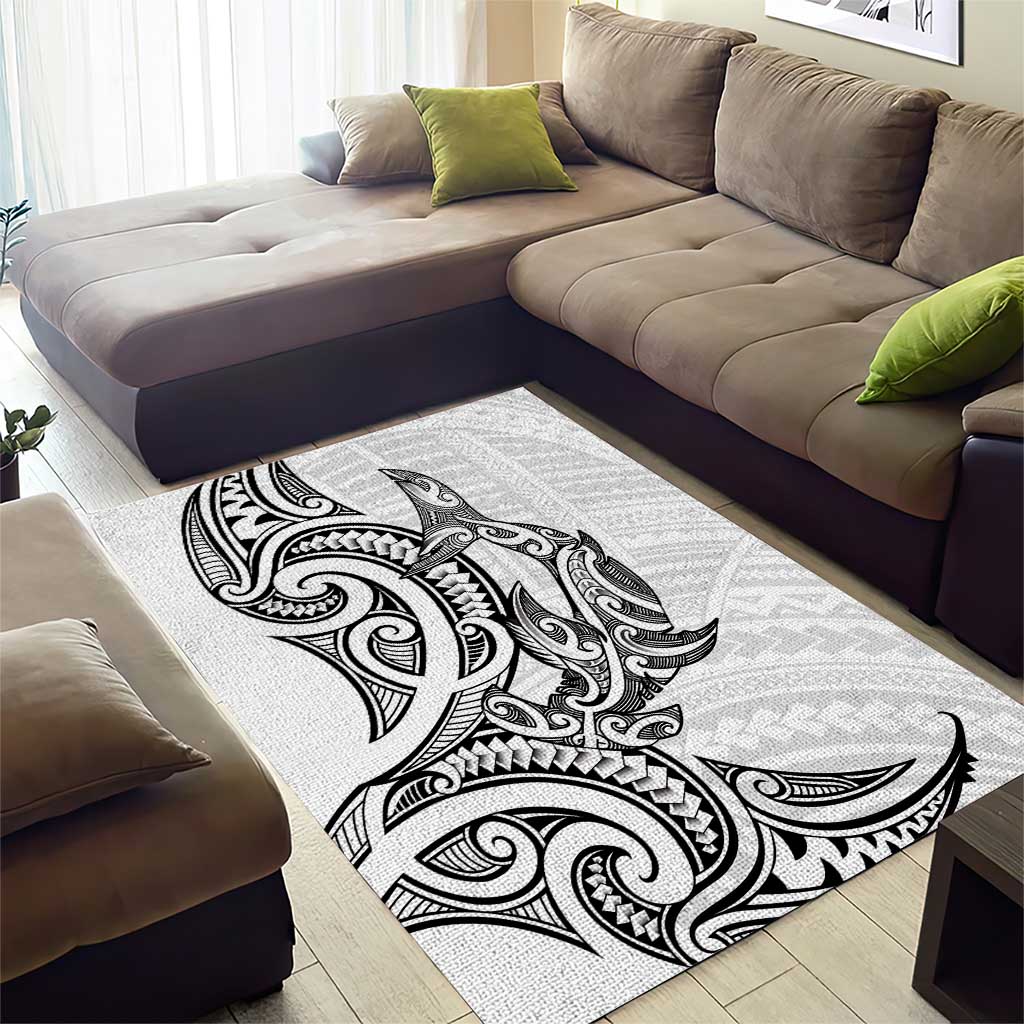 New Zealand Hammerhead Shark Area Rug Maori Haehae Mangopare White - Aussie Hoodie