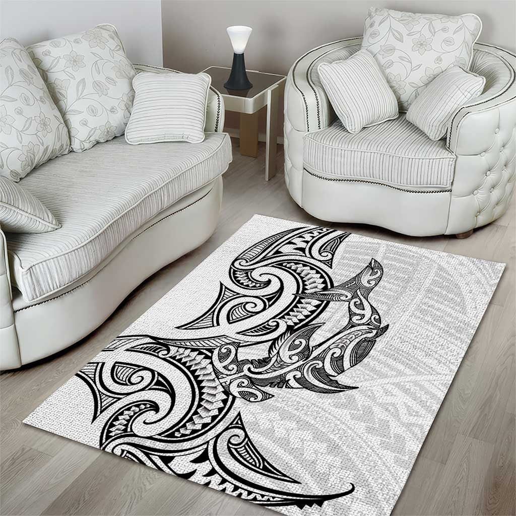 New Zealand Hammerhead Shark Area Rug Maori Haehae Mangopare White - Aussie Hoodie