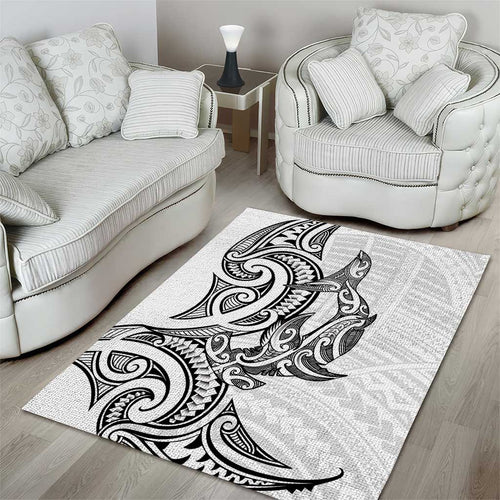 New Zealand Hammerhead Shark Area Rug Maori Haehae Mangopare White - Aussie Hoodie