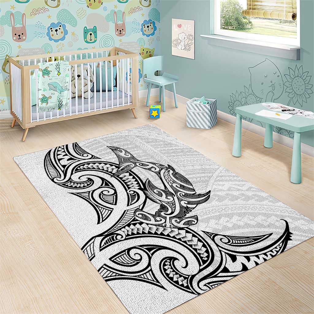 New Zealand Hammerhead Shark Area Rug Maori Haehae Mangopare White - Aussie Hoodie