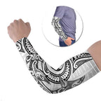 New Zealand Hammerhead Shark Arm Sleeves Maori Haehae Mangopare White - Aussie Hoodie