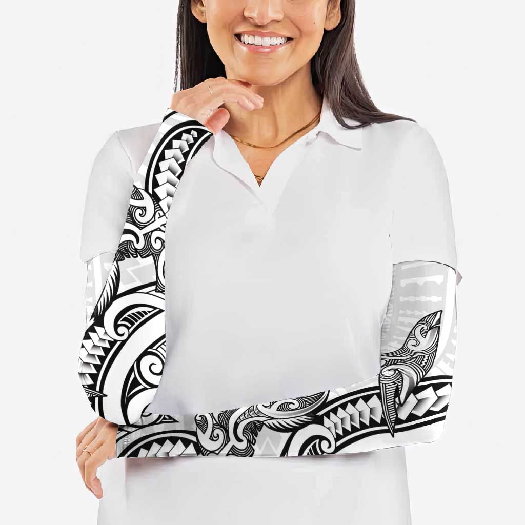 New Zealand Hammerhead Shark Arm Sleeves Maori Haehae Mangopare White - Aussie Hoodie