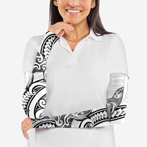 New Zealand Hammerhead Shark Arm Sleeves Maori Haehae Mangopare White - Aussie Hoodie