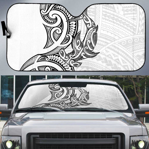 New Zealand Hammerhead Shark Auto Sun Shade Maori Haehae Mangopare White - Aussie Hoodie