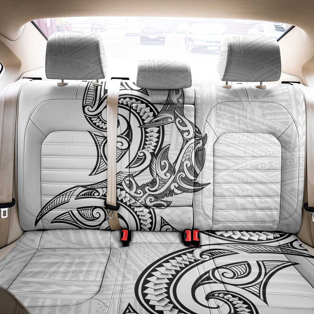 New Zealand Hammerhead Shark Back Car Seat Cover Maori Haehae Mangopare White - Aussie Hoodie