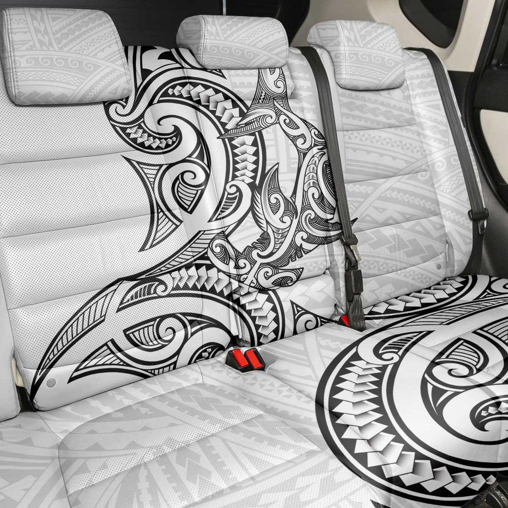 New Zealand Hammerhead Shark Back Car Seat Cover Maori Haehae Mangopare White - Aussie Hoodie