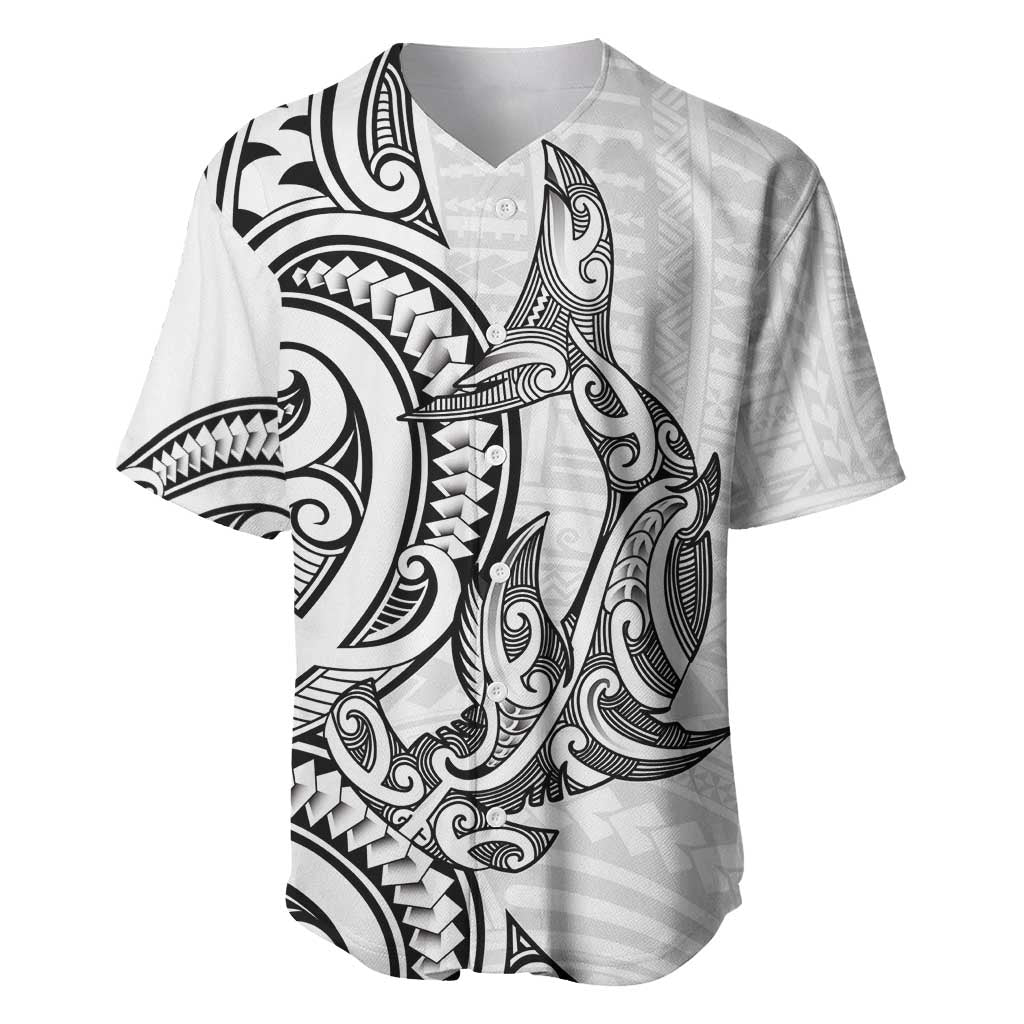 New Zealand Hammerhead Shark Baseball Jersey Maori Haehae Mangopare White - Aussie Hoodie