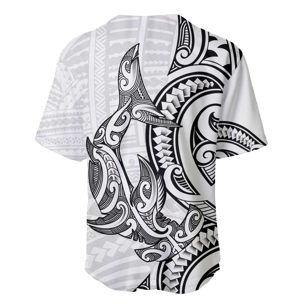 New Zealand Hammerhead Shark Baseball Jersey Maori Haehae Mangopare White - Aussie Hoodie