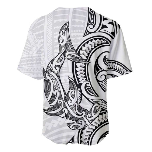 New Zealand Hammerhead Shark Baseball Jersey Maori Haehae Mangopare White - Aussie Hoodie