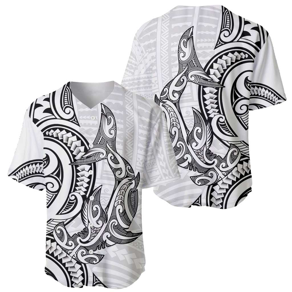 New Zealand Hammerhead Shark Baseball Jersey Maori Haehae Mangopare White - Aussie Hoodie