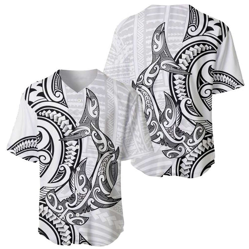 New Zealand Hammerhead Shark Baseball Jersey Maori Haehae Mangopare White - Aussie Hoodie