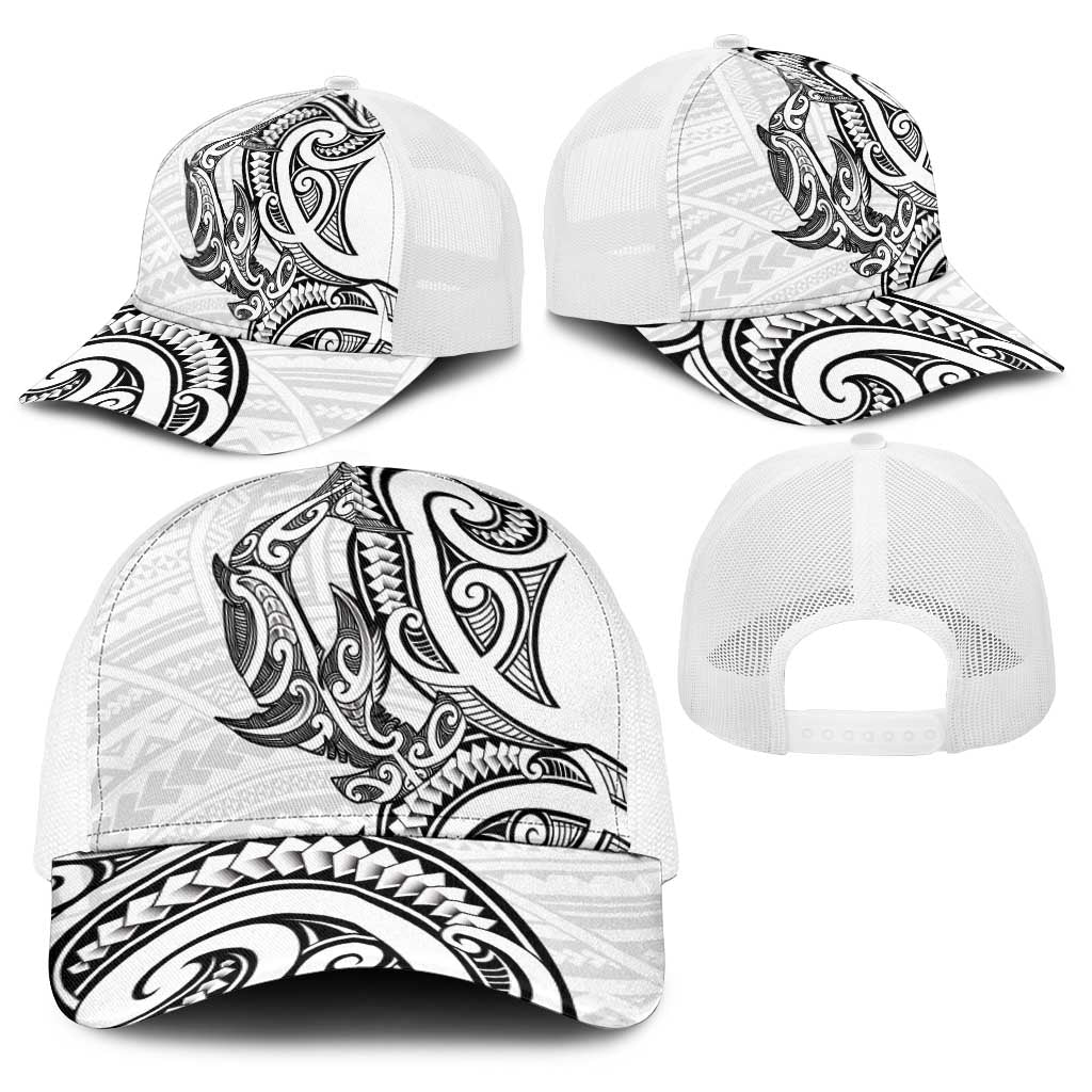 New Zealand Hammerhead Shark Baseball Net Cap Maori Haehae Mangopare White - Aussie Hoodie