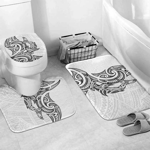 New Zealand Hammerhead Shark Bathroom Set Maori Haehae Mangopare White - Aussie Hoodie