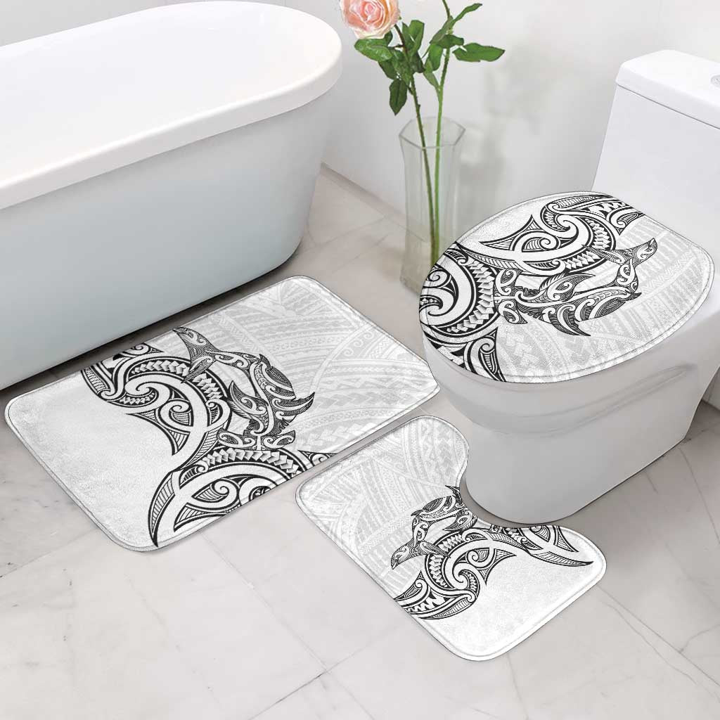 New Zealand Hammerhead Shark Bathroom Set Maori Haehae Mangopare White - Aussie Hoodie