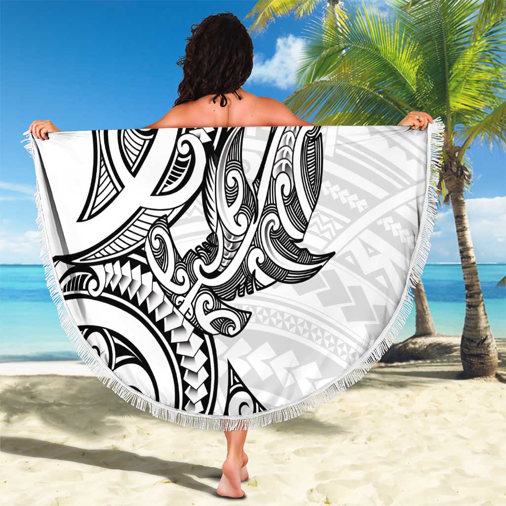 New Zealand Hammerhead Shark Beach Blanket Maori Haehae Mangopare White - Aussie Hoodie