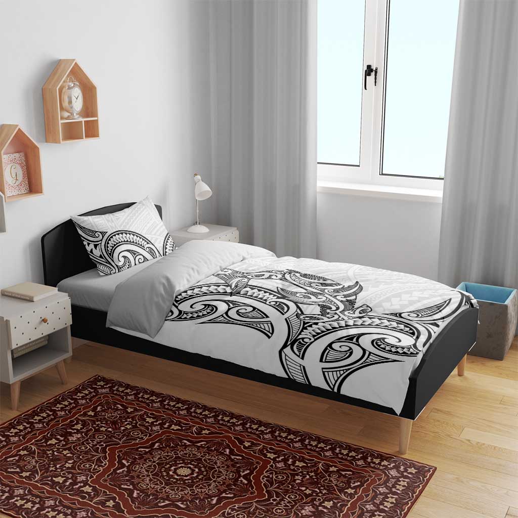 New Zealand Hammerhead Shark Bedding Set Maori Haehae Mangopare White - Aussie Hoodie