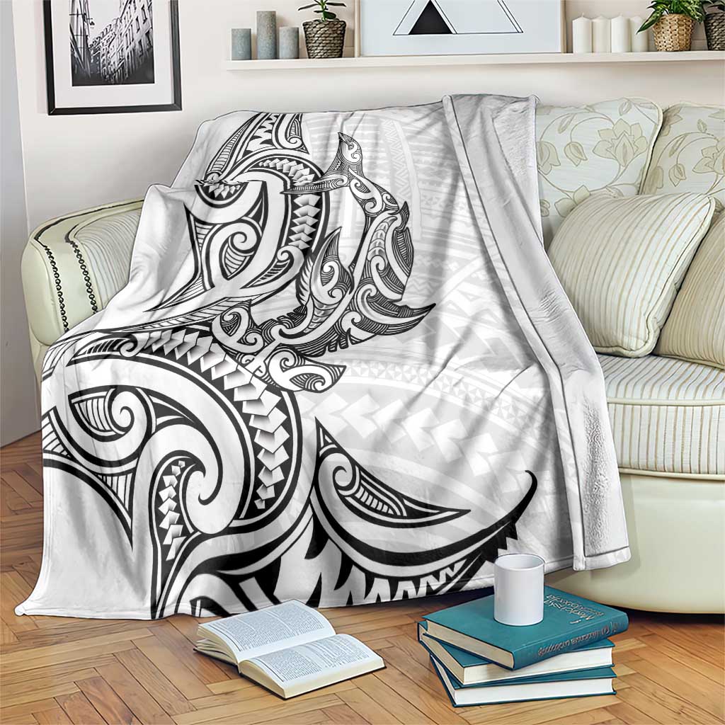 New Zealand Hammerhead Shark Blanket Maori Haehae Mangopare White - Aussie Hoodie