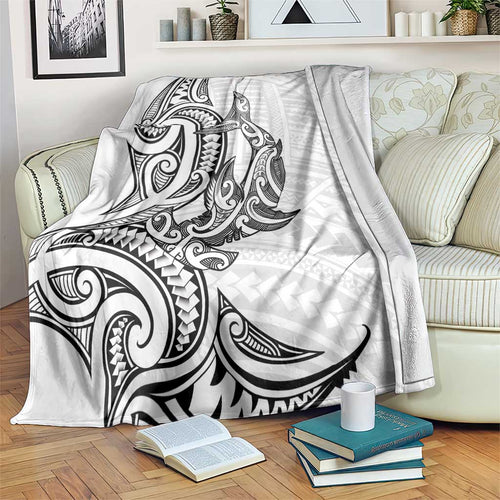 New Zealand Hammerhead Shark Blanket Maori Haehae Mangopare White - Aussie Hoodie