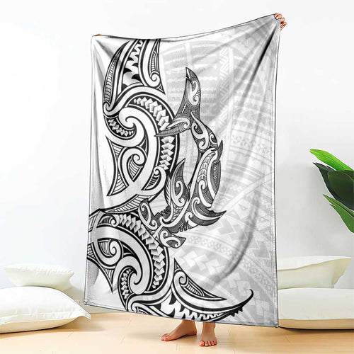 New Zealand Hammerhead Shark Blanket Maori Haehae Mangopare White - Aussie Hoodie