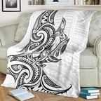New Zealand Hammerhead Shark Blanket Maori Haehae Mangopare White - Aussie Hoodie