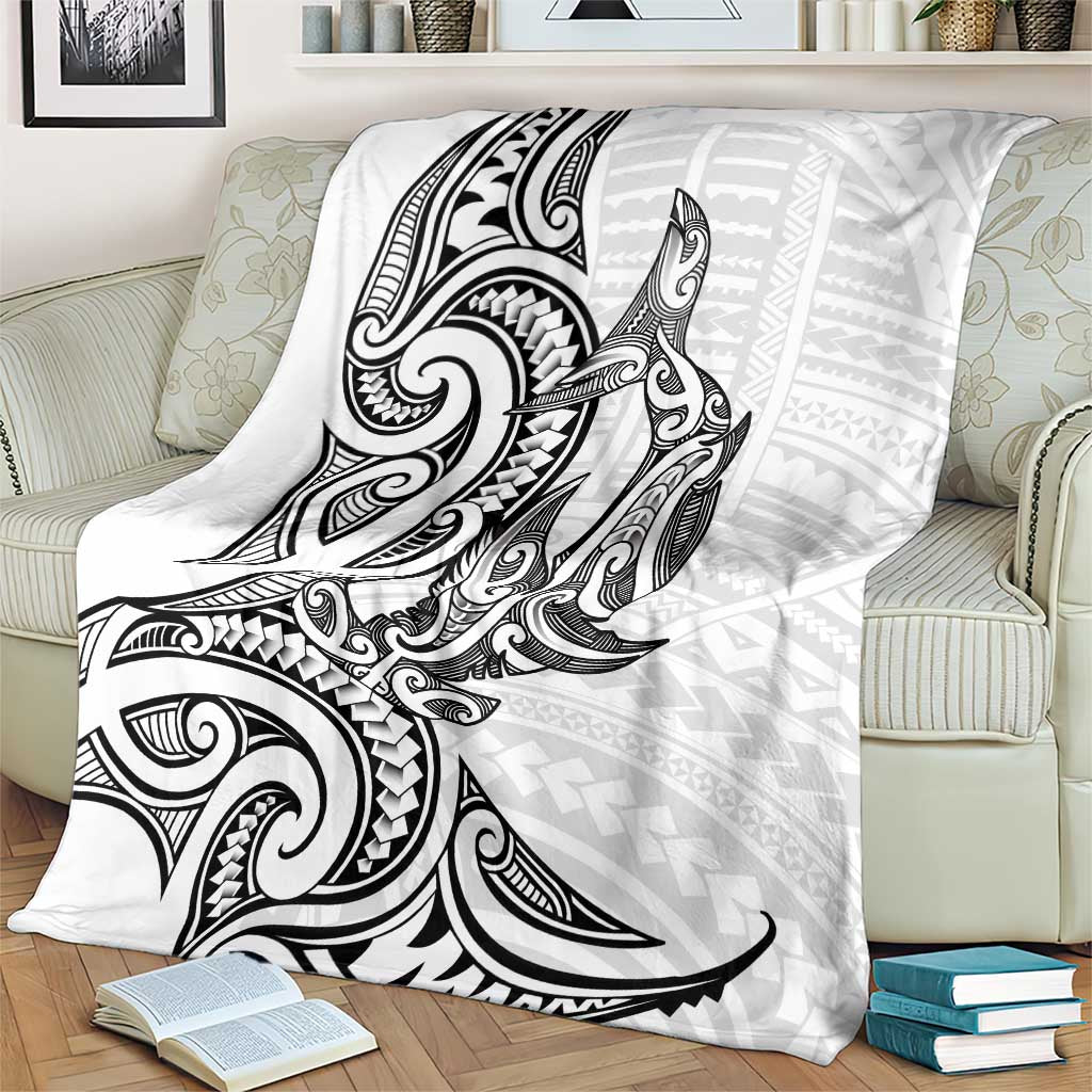 New Zealand Hammerhead Shark Blanket Maori Haehae Mangopare White - Aussie Hoodie