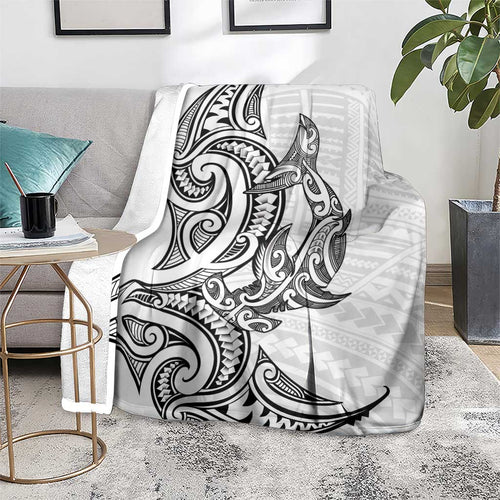 New Zealand Hammerhead Shark Blanket Maori Haehae Mangopare White - Aussie Hoodie