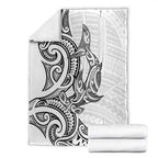 New Zealand Hammerhead Shark Blanket Maori Haehae Mangopare White - Aussie Hoodie