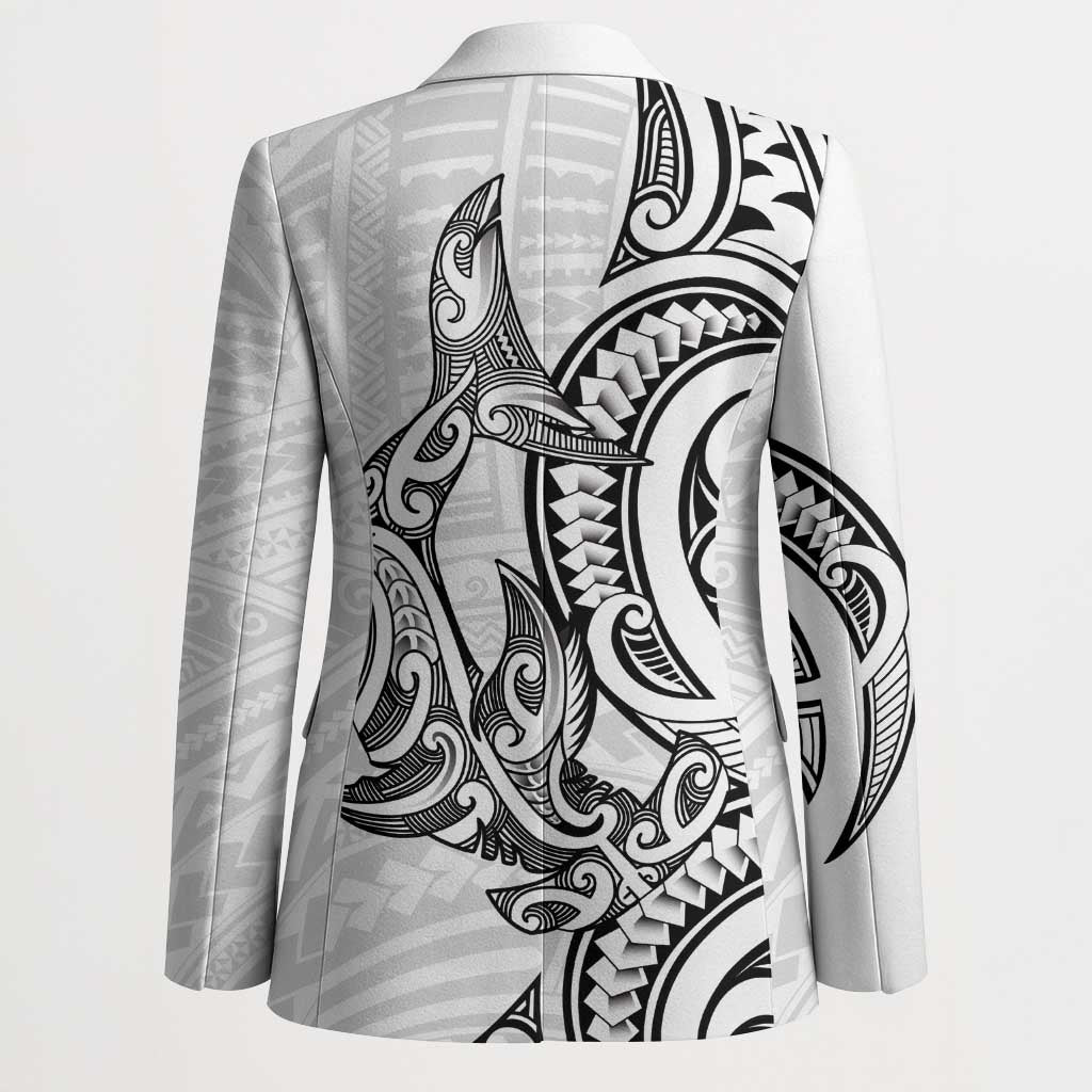 New Zealand Hammerhead Shark Blazer Maori Haehae Mangopare White - Aussie Hoodie