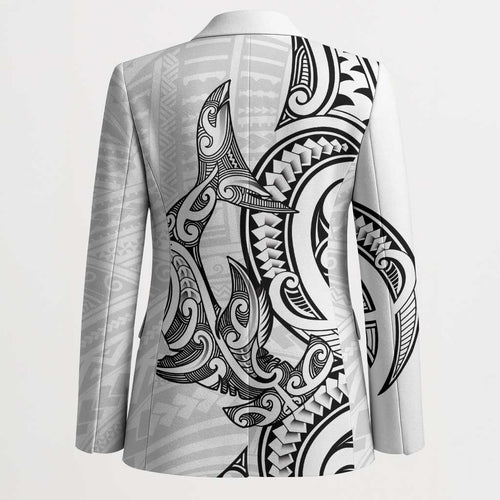New Zealand Hammerhead Shark Blazer Maori Haehae Mangopare White - Aussie Hoodie
