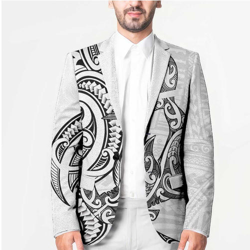 New Zealand Hammerhead Shark Blazer Maori Haehae Mangopare White - Aussie Hoodie