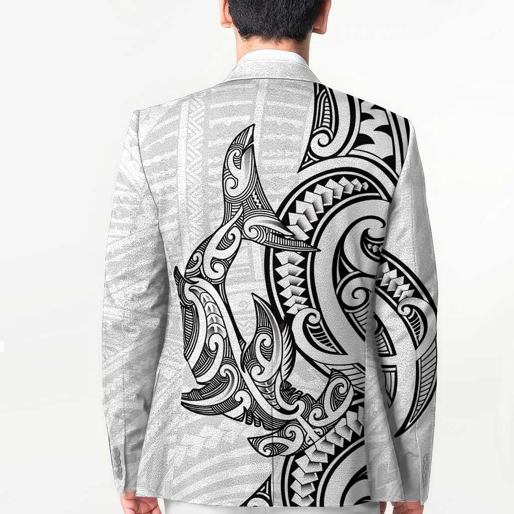 New Zealand Hammerhead Shark Blazer Maori Haehae Mangopare White - Aussie Hoodie