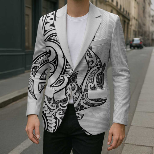 New Zealand Hammerhead Shark Blazer Maori Haehae Mangopare White - Aussie Hoodie