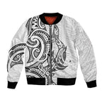 New Zealand Hammerhead Shark Bomber Jacket Maori Haehae Mangopare White - Aussie Hoodie