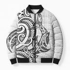 New Zealand Hammerhead Shark Bomber Puffer Jacket Maori Haehae Mangopare White - Aussie Hoodie