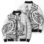 New Zealand Hammerhead Shark Bomber Puffer Jacket Maori Haehae Mangopare White - Aussie Hoodie