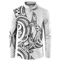 New Zealand Hammerhead Shark Button Sweatshirt Maori Haehae Mangopare White - Aussie Hoodie