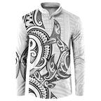 New Zealand Hammerhead Shark Button Sweatshirt Maori Haehae Mangopare White - Aussie Hoodie