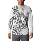 New Zealand Hammerhead Shark Button Sweatshirt Maori Haehae Mangopare White - Aussie Hoodie