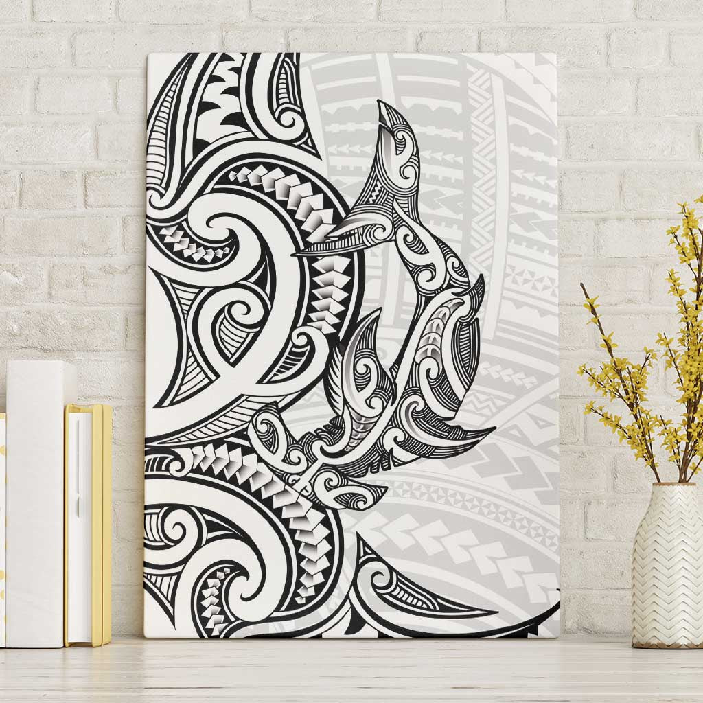 New Zealand Hammerhead Shark Canvas Wall Art Maori Haehae Mangopare White - Aussie Hoodie