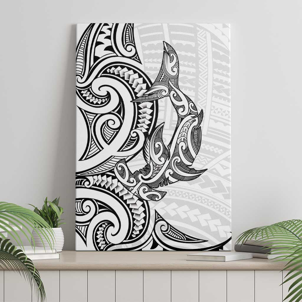New Zealand Hammerhead Shark Canvas Wall Art Maori Haehae Mangopare White - Aussie Hoodie