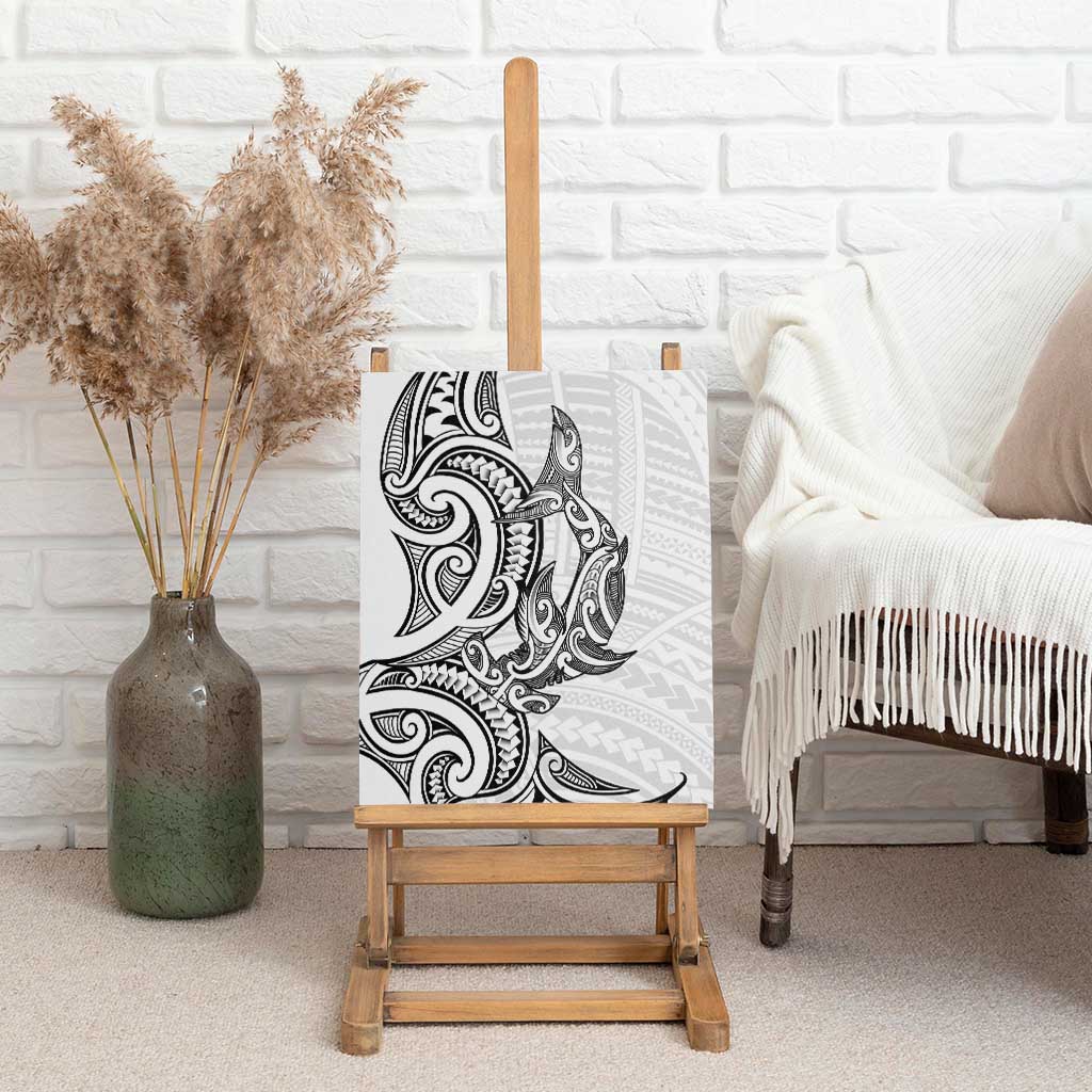New Zealand Hammerhead Shark Canvas Wall Art Maori Haehae Mangopare White - Aussie Hoodie